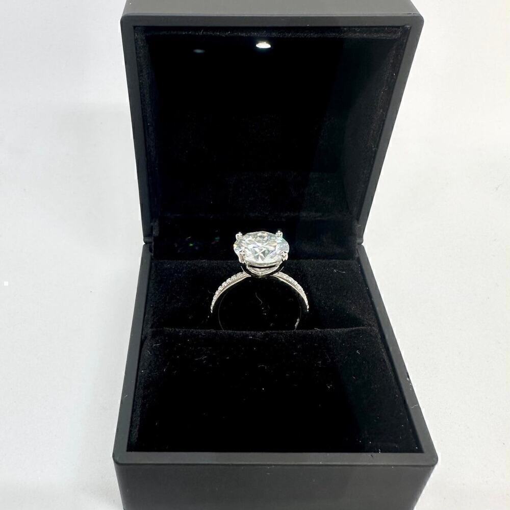 Moissanite Diamond Ring 3 Ct Engagement Wedding Round Cut Solitaire GRA Size 9